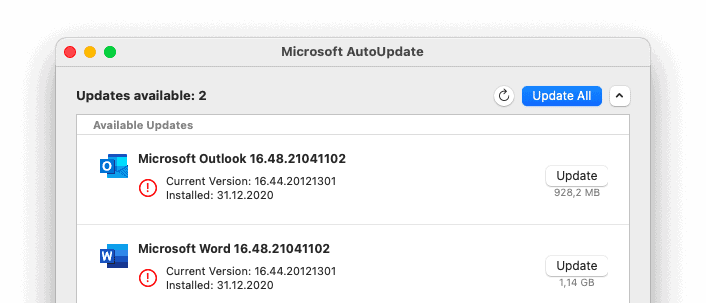 current version of microsoft autoupdate for mac